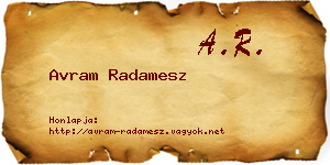Avram Radamesz névjegykártya